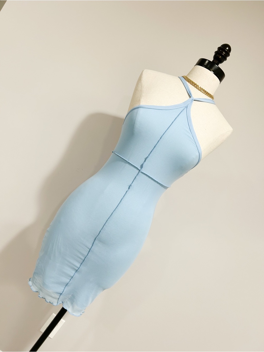 Princess Polly Light Blue Halter Mini Dress